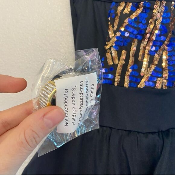 Weissman Dance costume dress black blue sequin Check Me Out 12418 child LC - Picture 5 of 15